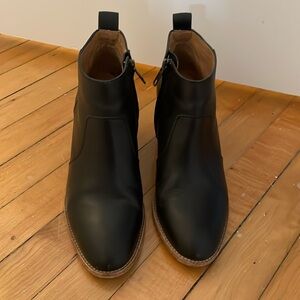 Madewell Black Booties with Brown Block Heel